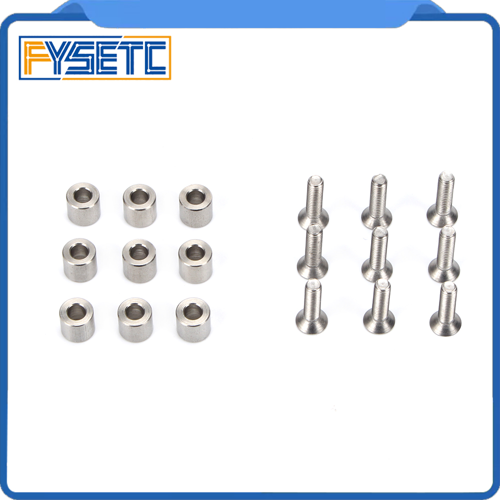 1Set /9 Uds 6x6x3mm espaciador de aluminio con 9 Uds M3 tornillos y llave como para Prusa MK3 climatizada cama 6x6x3t espaciador