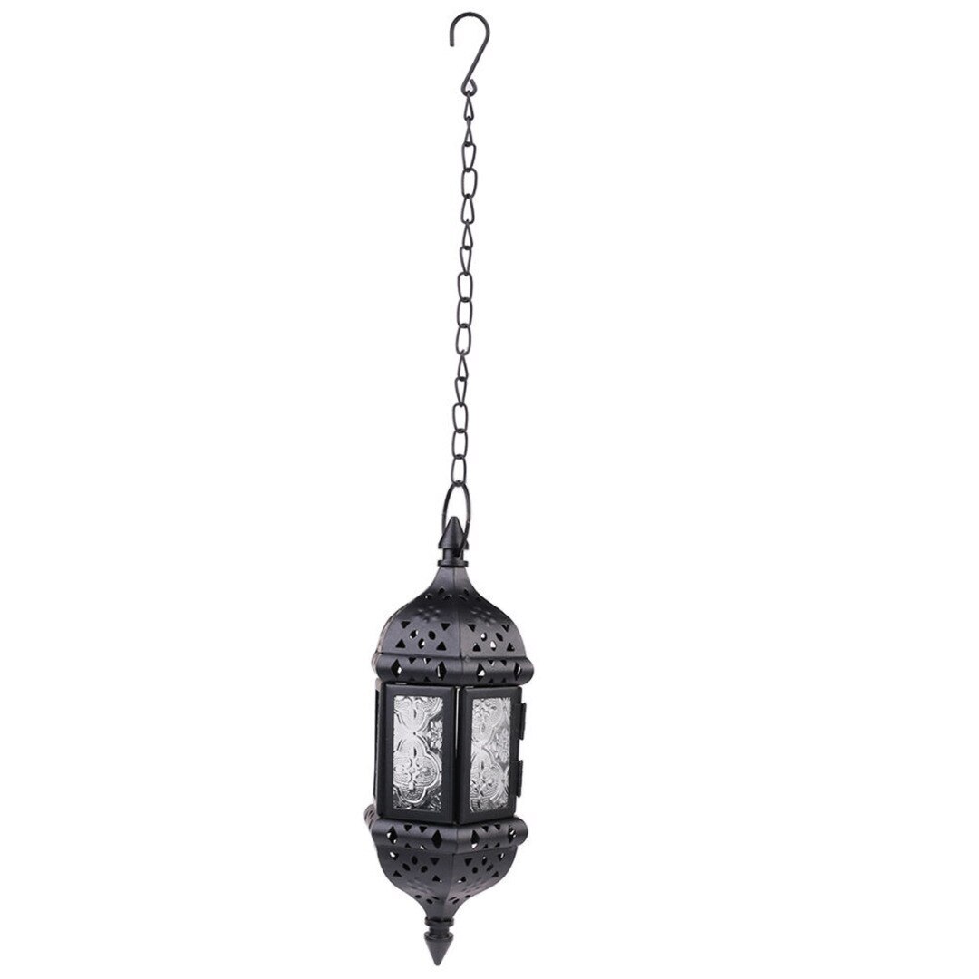 Stijlvolle Marokkaanse Stijl Opknoping Kaarshouder Metalen Kandelaar Kaars Opknoping Lantaarn Houder Craft Voor Home Decoratie: black