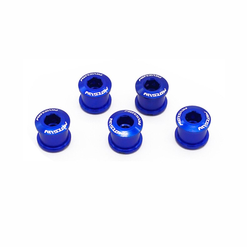 5Pcs Mtb Fiets Kettingwiel Schroeven Fietsen Kettingblad Wielbout Legering 7075 4.9Mm/6.4Mm Racefiets Disc schroeven Voor Crankstel Onderdelen: Blue / 4.9mm