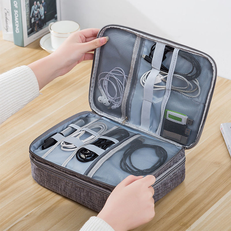 Travel Cable Bag Portable Digital USB Gadget Organizer Charger Wires Cosmetic Zipper Storage Pouch Kit Case Accessories Supplies