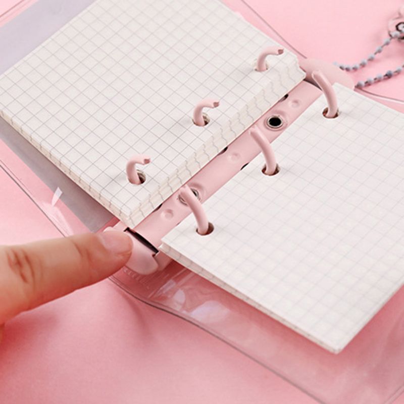 3 Holes Mini PVC Loose Leaf Transparent Diary Notebook Pocket Traveler Planner Note Book Office Supplies