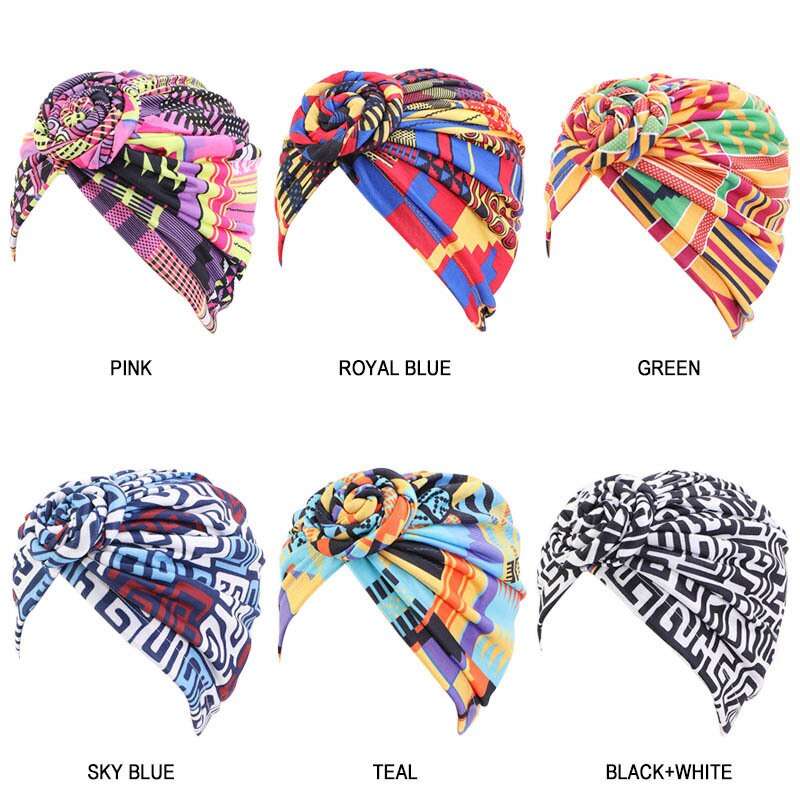 Turban à motifs africains pour femmes, couvre-chef musulman, bandana, accessoires de coiffure