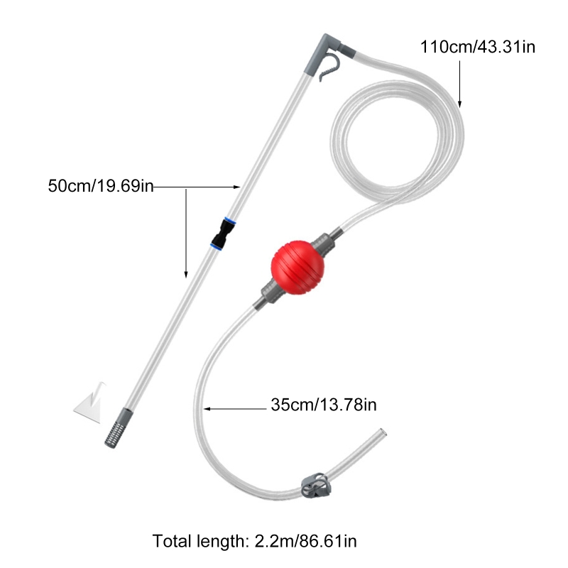 517E 7.2ft Aquarium Water Change Kit Fish Tank Siphon Gravels Vacuum Cleaner with Long Hose Small Tanks Maintenance Tool