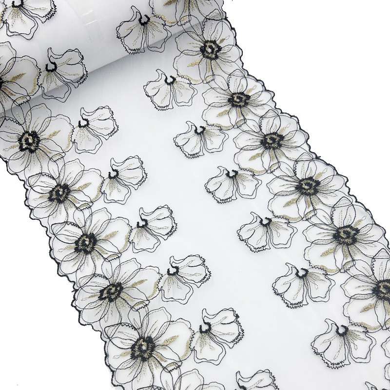 1 jard tiulu haftowane koronkowe wykończenia DIY biustonosz sukienka szycie tkanin wysokiej jakości tiulowa siatka wykończenia tkaniny robić rzemiosła akcesoria bieliźniane: Element mosiężny w starym stylu