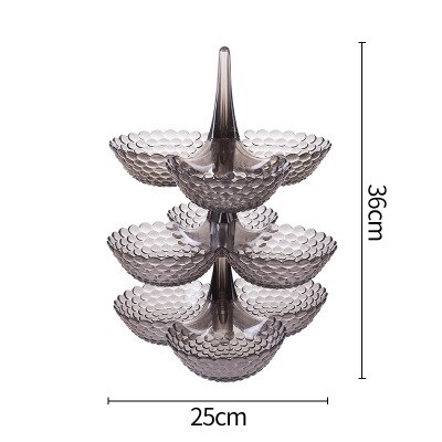 European Fruit Plate Multilayer Stacking Plastic Storage Fruit Tray Household Candy Plate Dried Fruit Box: 3 layer black