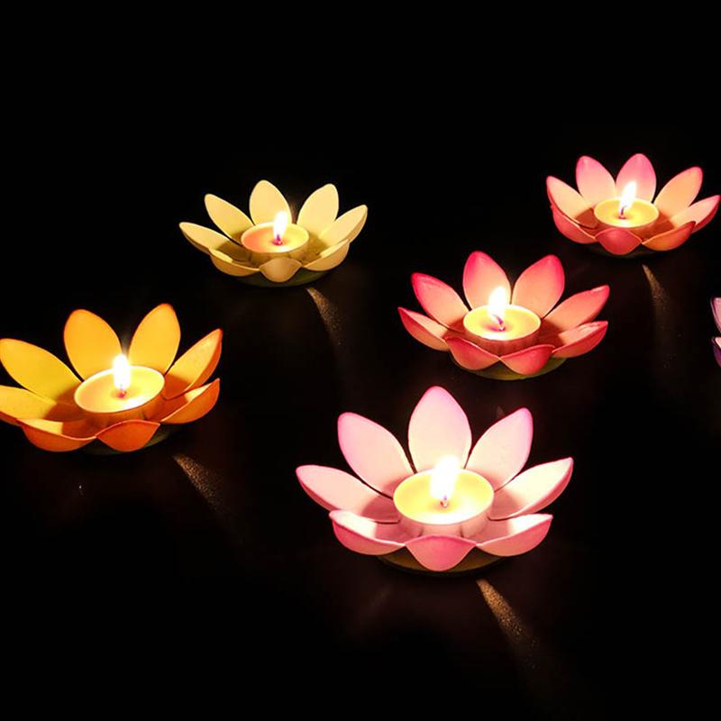 6 stk vand flydende lanterne flod lys til fødselsdag ønske lampe stearinlys vand lampe bedende lotus lampe (tilfældig farve)