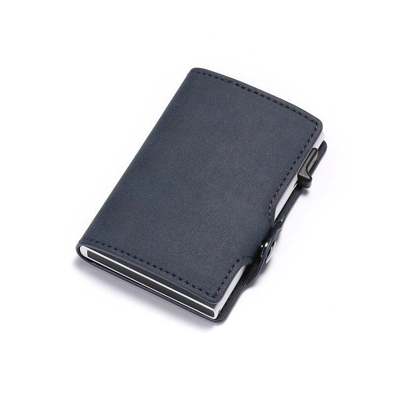 Rfid Carbon Fiber Card Men Wallets Metal Leather Trifold Slim Thin Small Ridge Wallet Magic Smart Wallet For Men carteras hombre: blue