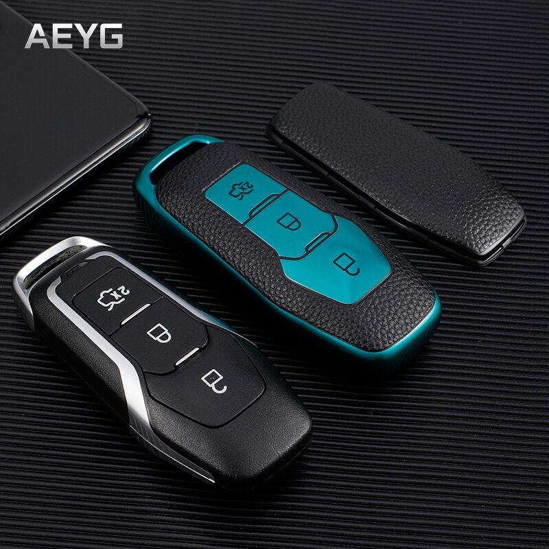 TPU Leather Car Key Case Cover For Ford F-150 Mondeo Galaxy S-Max Explorer Ranger Focus 3 4 ST Mustang Edge Fiesta MK 3 MK4 MK5