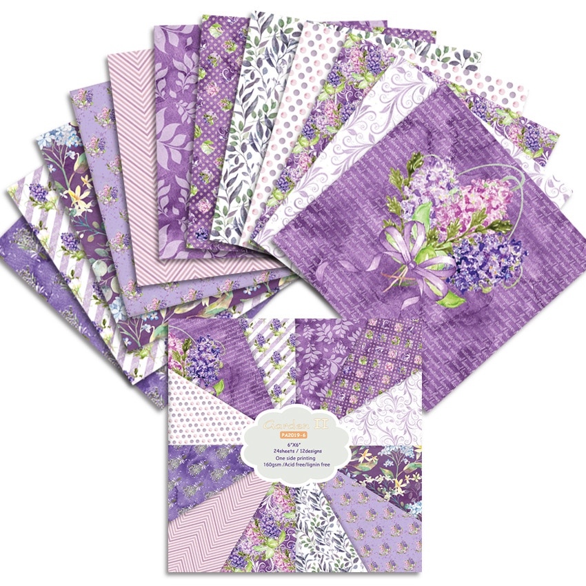 24 Sheets 6 &quot;X6&quot; Papier Paarse Bloem Pak Patroon Creatieve Scrapbooking Papier Pack Handgemaakte Ambachtelijke Papier Ambachtelijke Achtergrond pad