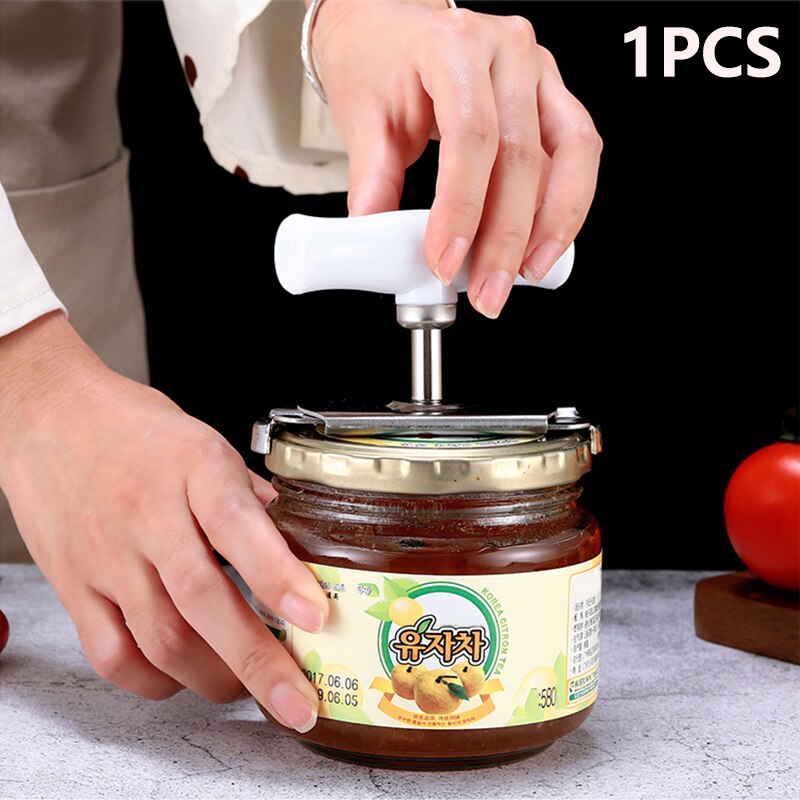 Multi Function Cap Opener Thicken Stainless Steel Jar Opener Adjuestable 2.5-10.5cm Lids Opener Screw Can Opener Kitchen Gadget: 1 Pcs