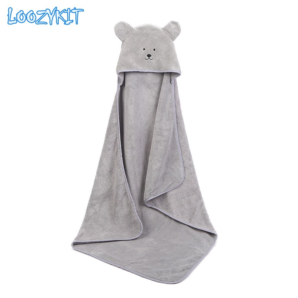 Baby Poncho Bath Towel Toalla Velvet 90*90cm Fleece Hood Infant Towels Blanket Newborn Baby Hooded Towel Infant Babies: Grey