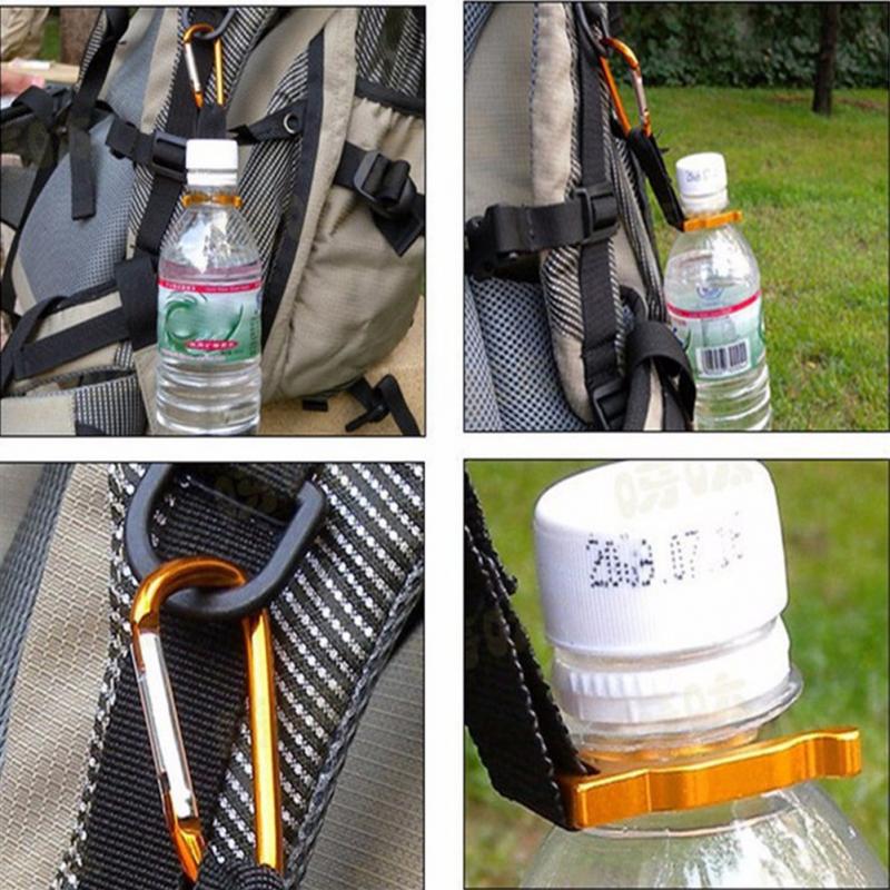 2 stk multifarvet nyttigt udendørs aluminium karabinhage vandflaske spænde krogholder klip campingtravel flaskeholder