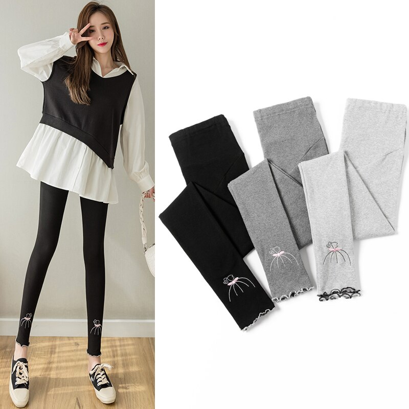 16304# Maternity Pants Summer Cotton Adjustable Elastic Waist Belly Support Ninth Pants Maternity Trousers