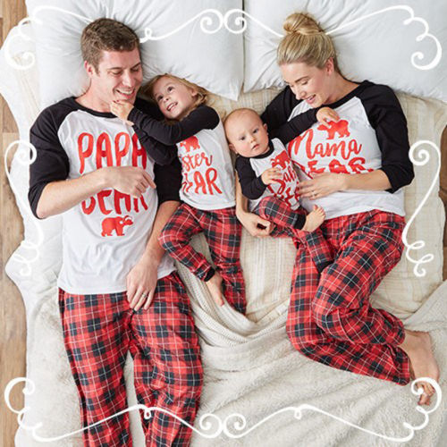 Jul familj matchande jul pyjamas set kvinnor män bebis barn familj rutig pyjamas barn fotografi kläder set