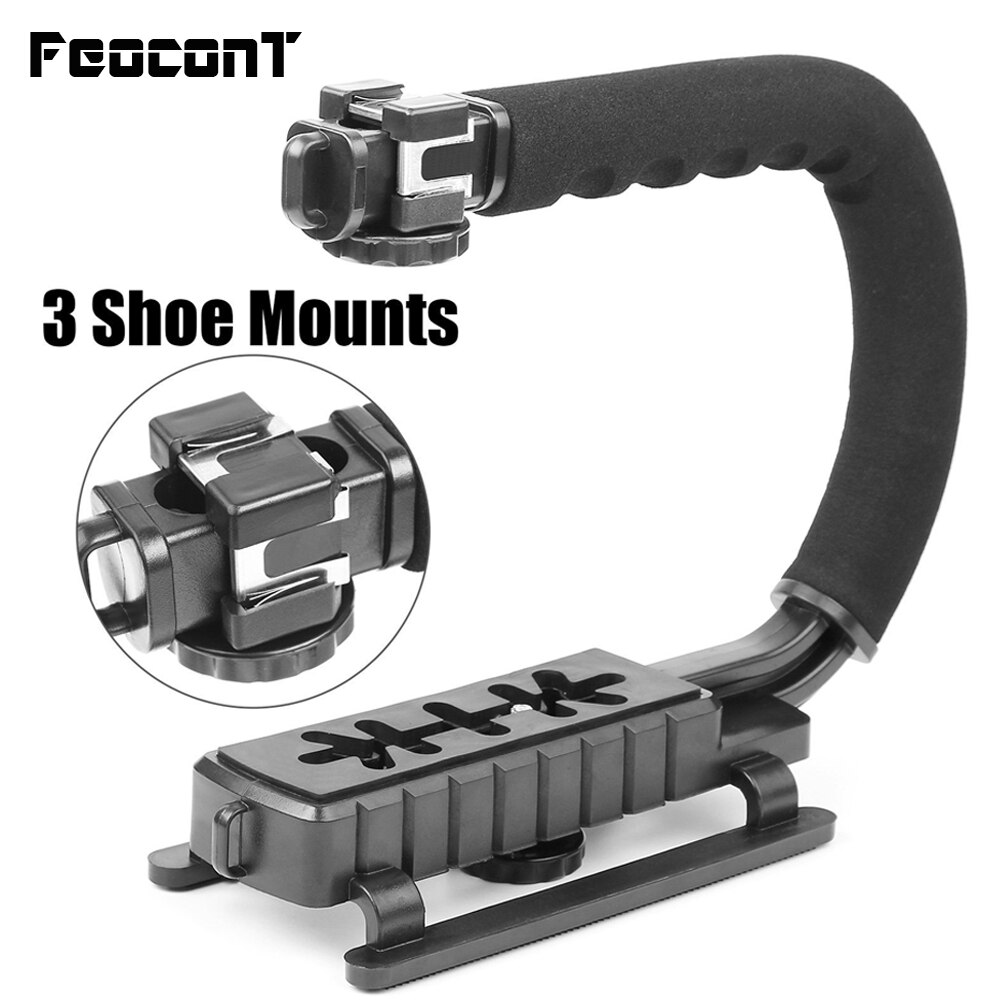 Pro Camera Stabilizer Triple Shoe Mount Video Holder Video Grip Flash Bracket Mount Adapter For Gopro Nikon DSLR SLR iPhone X 8: Stabilizer