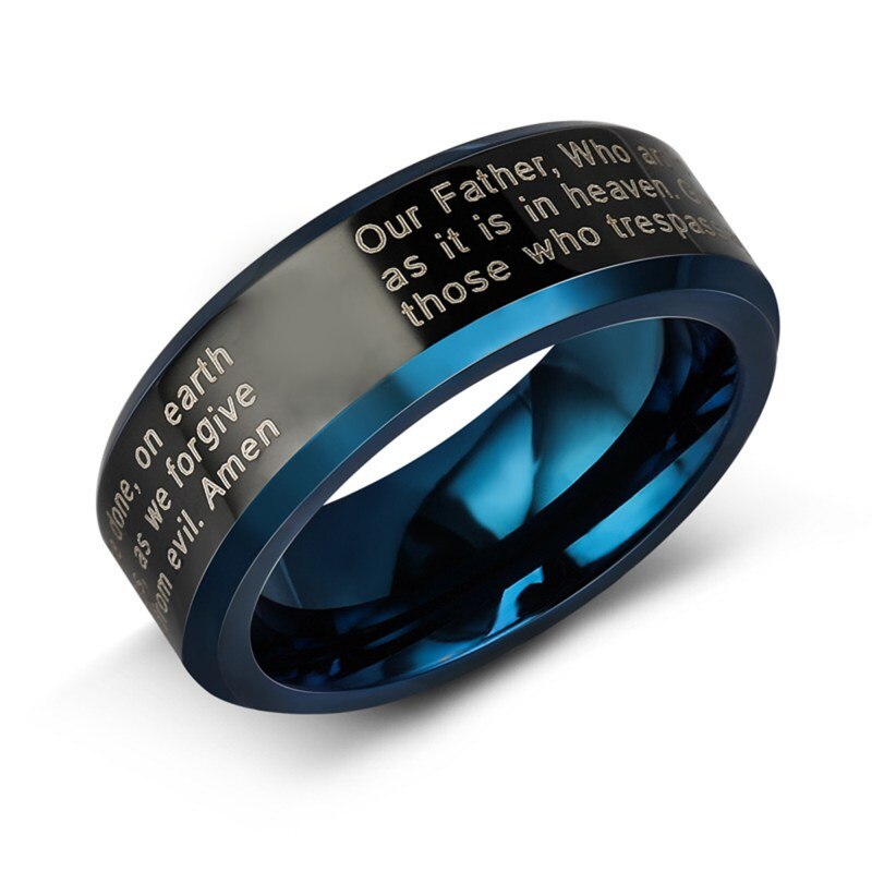Rvs Cross Ring Alfabet Bijbel Gebed Vinger Ring Mannen Amulet Sieraden Voor Jezus Katholieke Christelijke Gelovigen Dior: A2 / Caliber 18.4mm