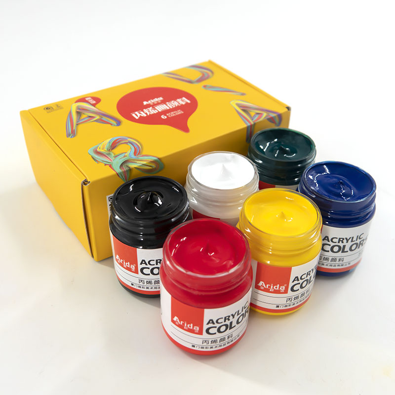 6colours Acrylic Paint 50ml One Bottle Drawing Painting Pigment Hand-Painted Wall Paint for Artist DIY