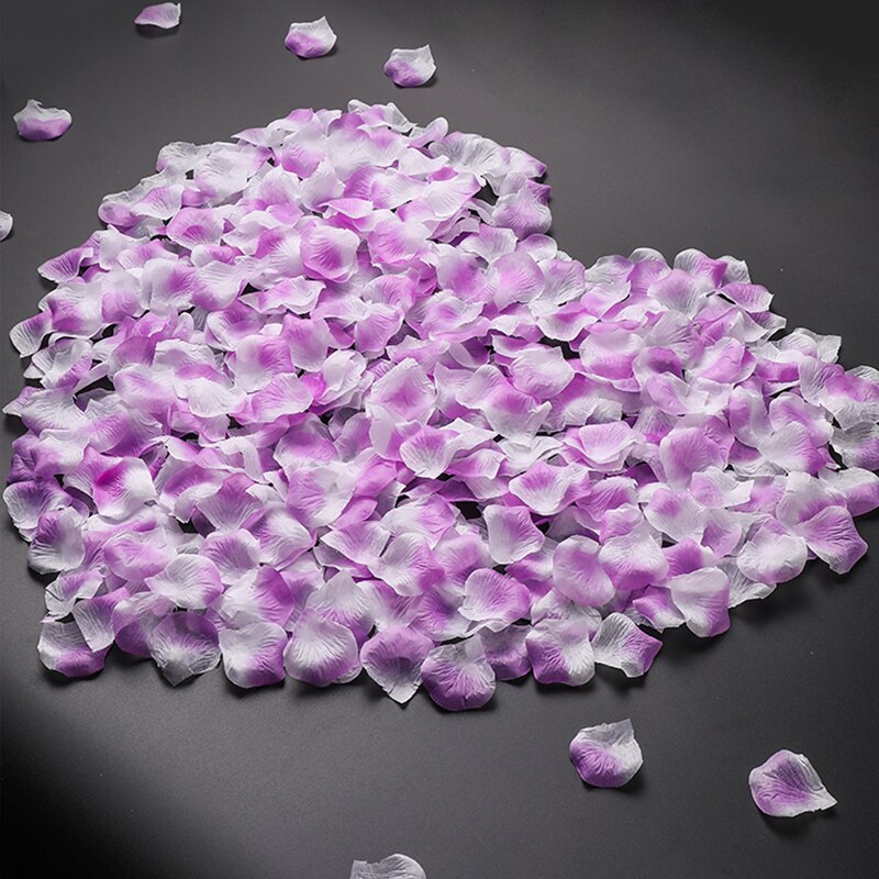 600 unids/lote de pétalos de rosa de 5x5, accesorios de boda, pétalos de rosa de boda, decoración romántica de flores artificiales para: Purple White