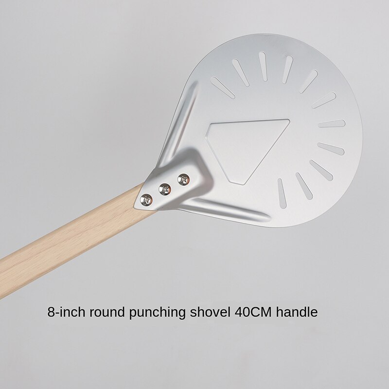 Pelle à Pizza 7/8/9 pouces, outils de cuisine Portable en aluminium, poignée en bois, poinçon de four transfert Anode péridurale poêle ronde antiadhésive: 8 inch--40cm handle