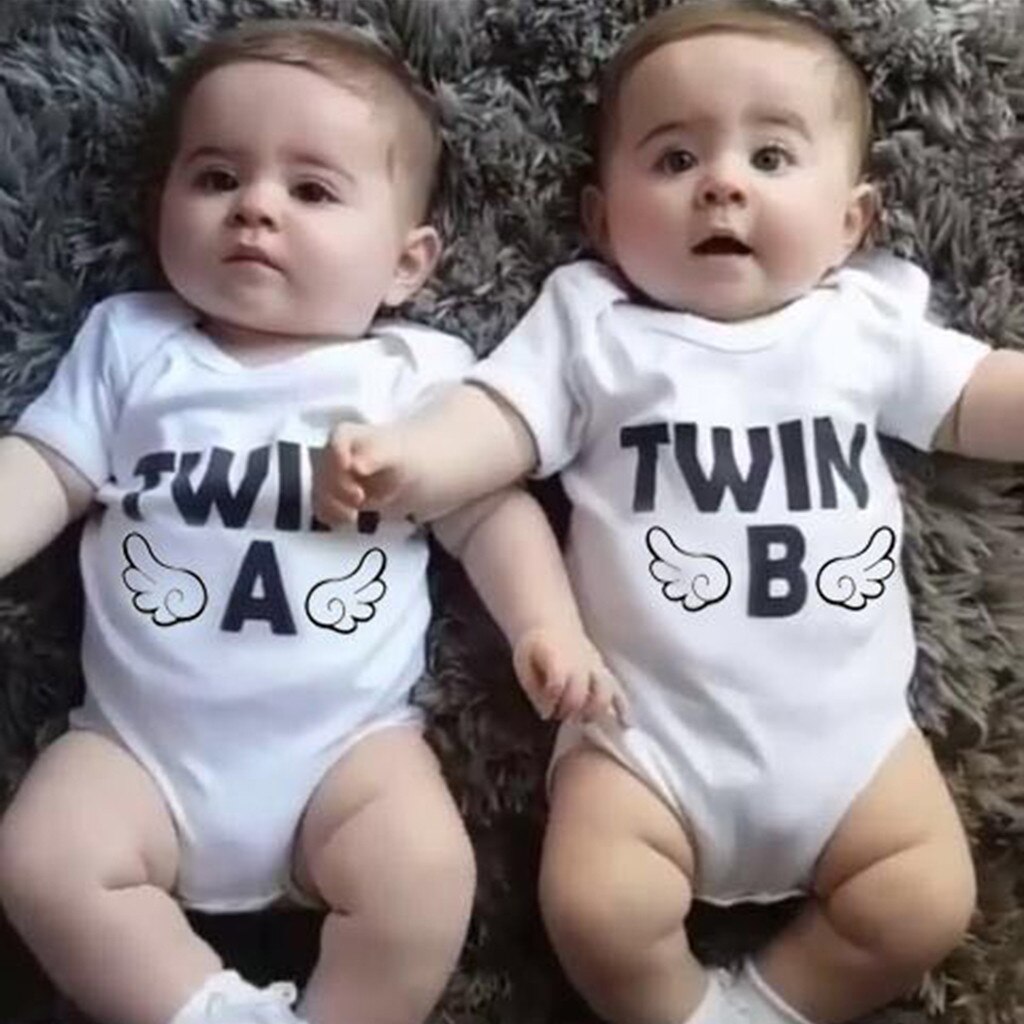 Neugeborenen Baby Jungen Mädchen Kurzarm Karosserie Zwillinge A & B Strampler Kleidung Sommer Baby Zwillinge Strampler Kleidung