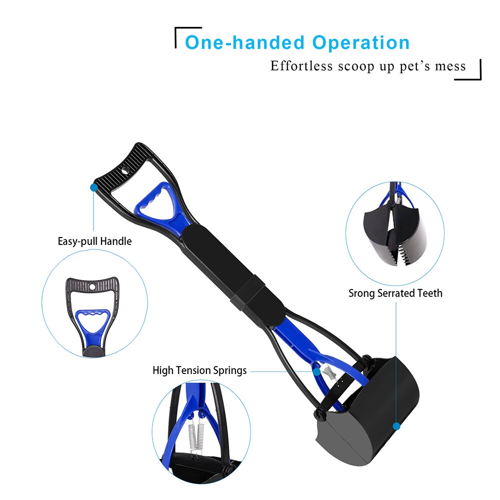 60cm Long Handle Pet Pooper Scooper Jaw Poop Scoop Shovel Clean Pick Up Animal Waste Portable Dog Cat Outdoor Cleaning Tool