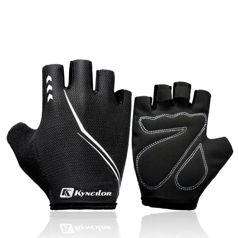 Guantes transpirables para ciclismo, deportes al aire libre, esponja para dedos, guantes Unisex para hacer ejercicio al aire libre: Black / M