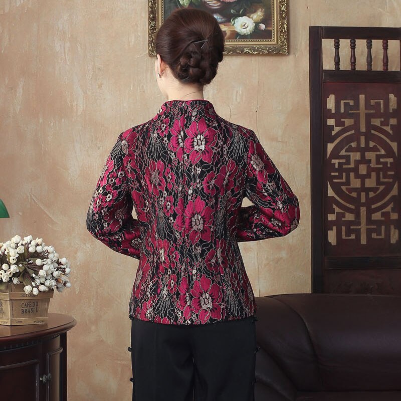 Märke höst vinter kinesisk tradition dam spets silver linje jackor kappor ml xl xxl 3xl 4xl wnjt 1008