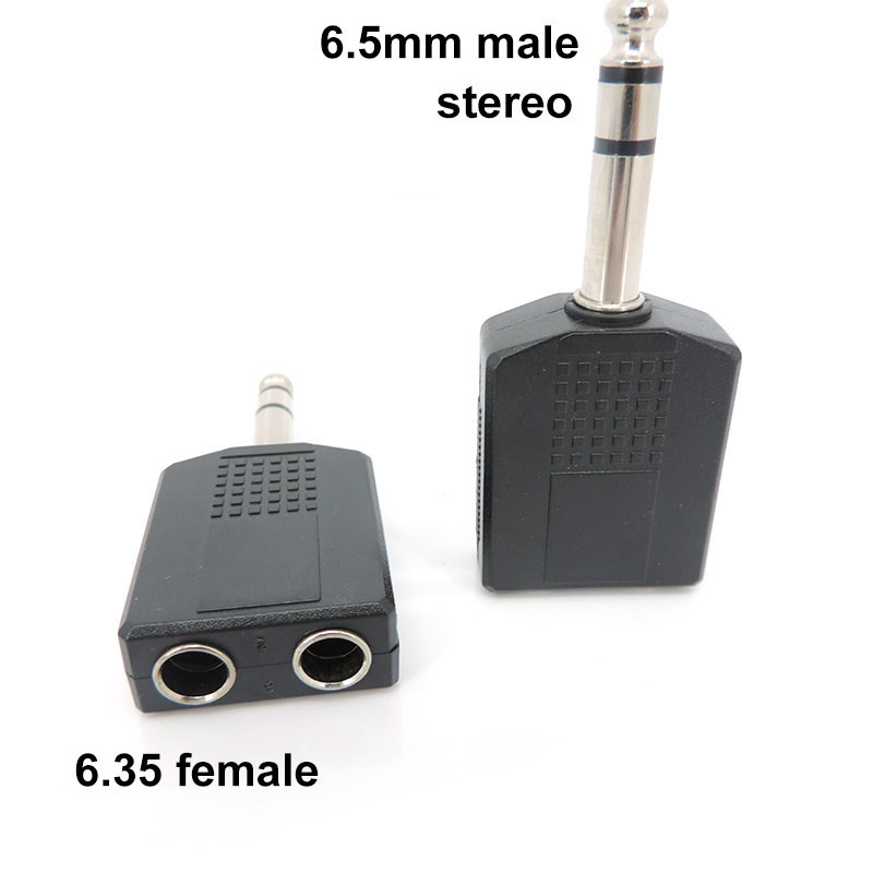 6,35mm 6,5mm 1/4 "Jack macho a 6,35 6,5 hembra RCA convertidor Y divisor conector de Audio adaptador de micrófono estéreo Mono auriculares: Gris oscuro / 5-9 Unids