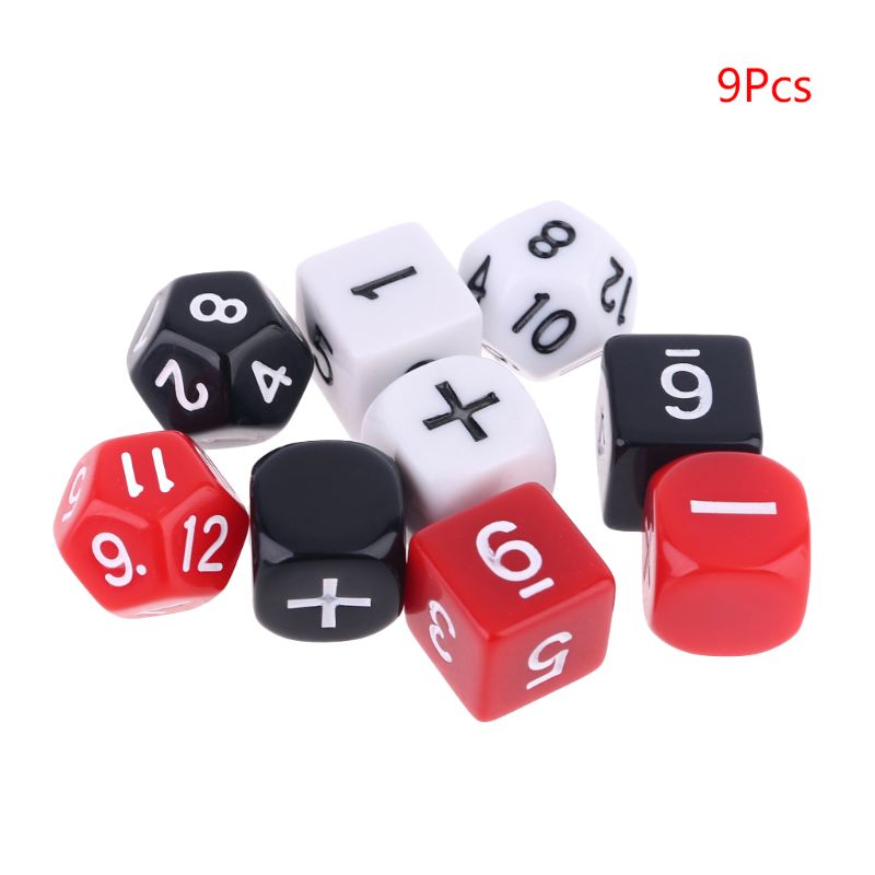 9 pçs/set Adição Subtração Símbolo Dice Contas Números Matemática Ensino Jogo de Tabuleiro H58D