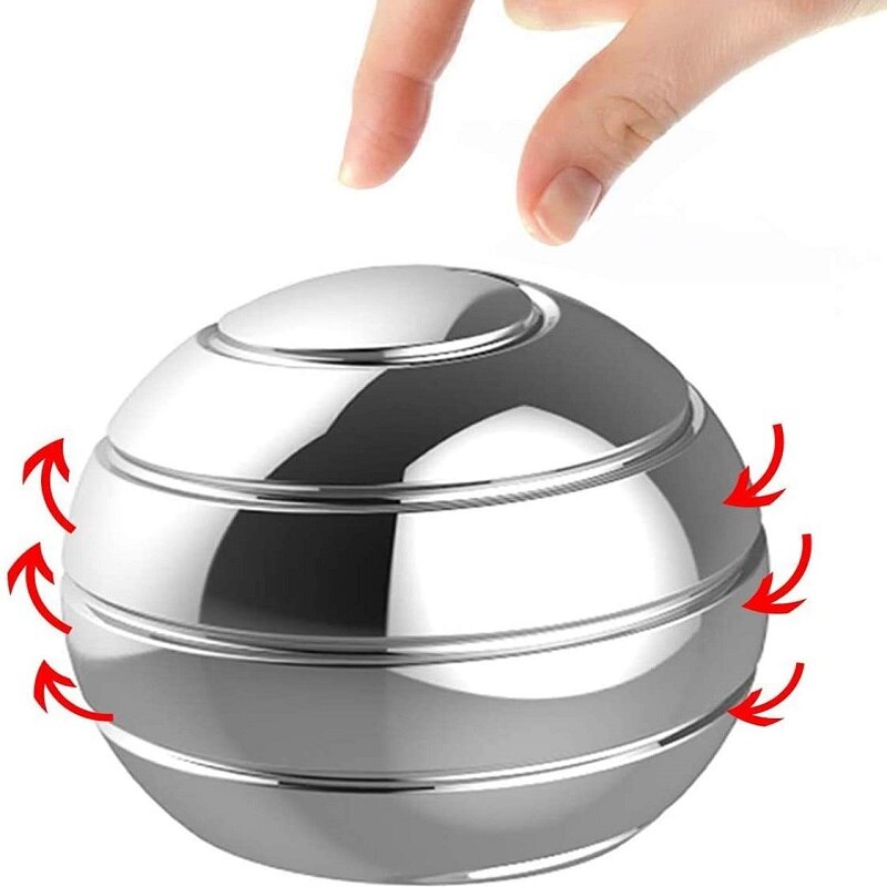 38mm Desktop Decompression Rotating Spherical Metal Gyroscope Office Desk Stress Relief Toys Optical Illusion Flowing Finger Toy