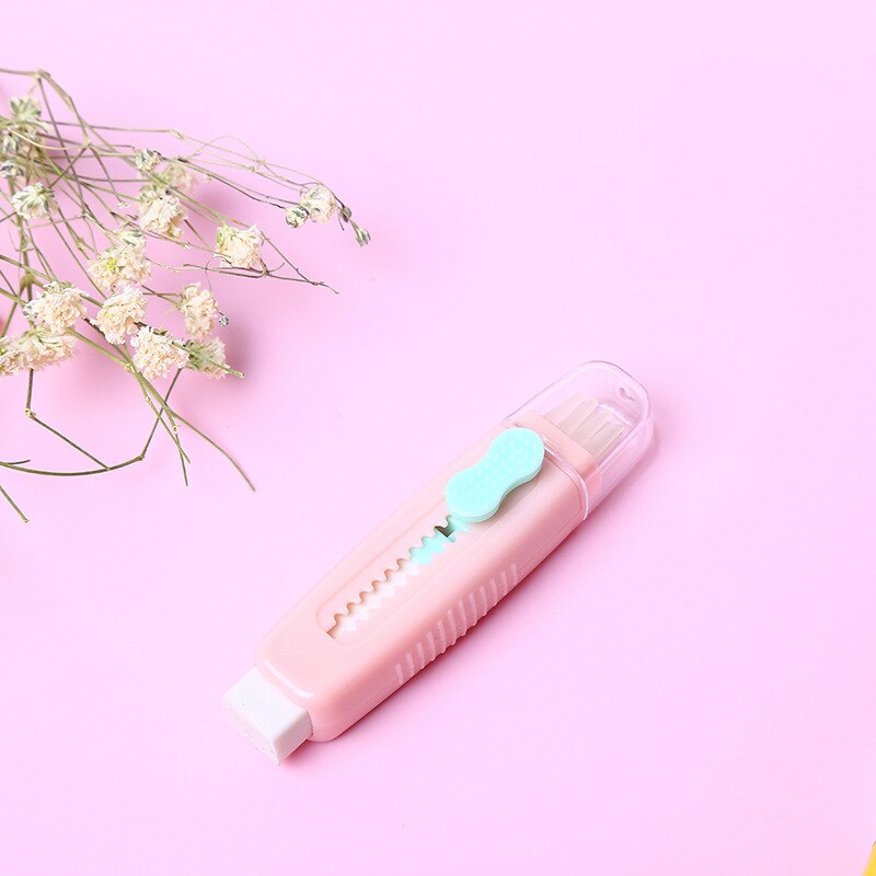 Eraser Telescopic Eraser for Kids Pick Roller Push-pull Rubber Erasers with Brush Penciles Accessories School Supplie