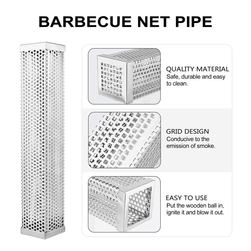 1 Pc Square 12 Inch Durable Stainless Steel Mesh Tube Smoker Tube For Grill Gas