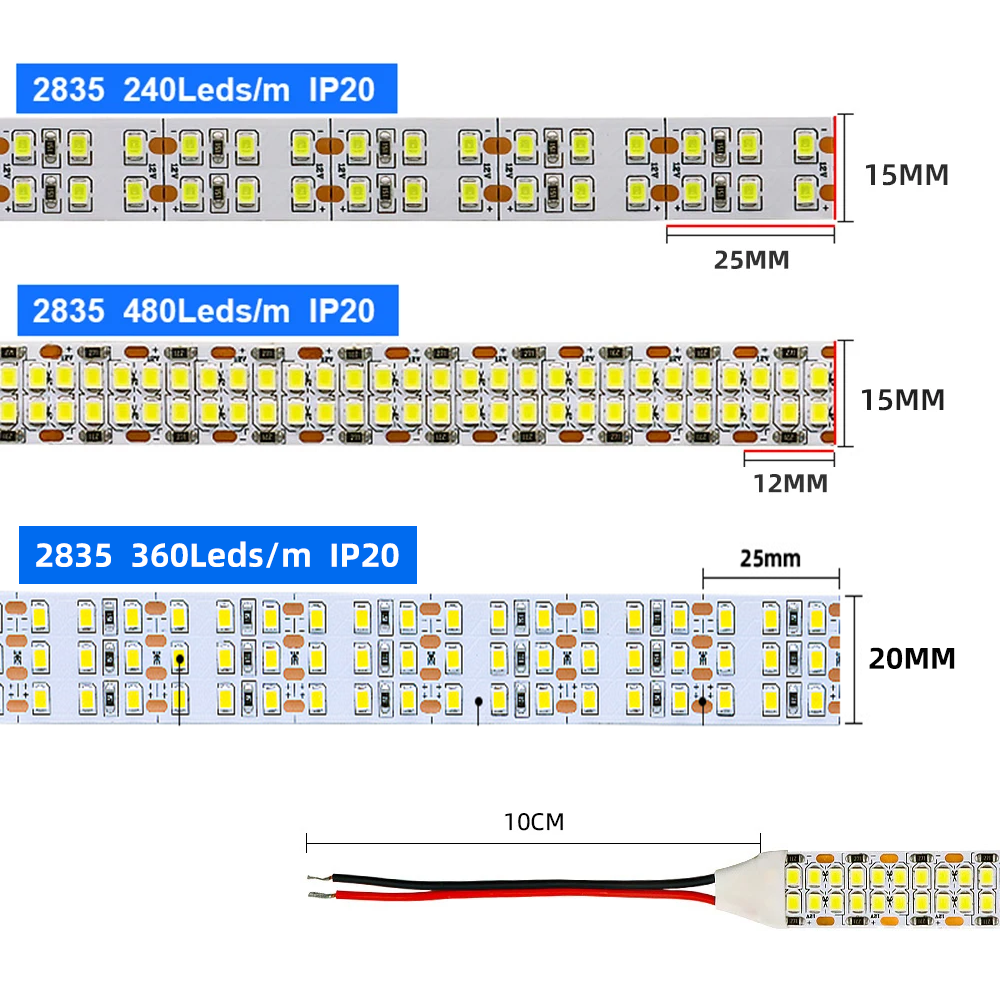Super Heldere Led Strip verlichting 2835 360 Leds 480 Leds 240 Leds 12 V/24 V Flexibele Led Tape Lamp Bar IP67 Waterdicht 3000 K/4000 K/6000 K