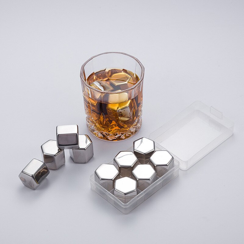 Golden Stainless Steel Whisky Hexagon Shape Bar Vodka Whisky Wine Beer Cooler Rocks Coolers Ice Cubes