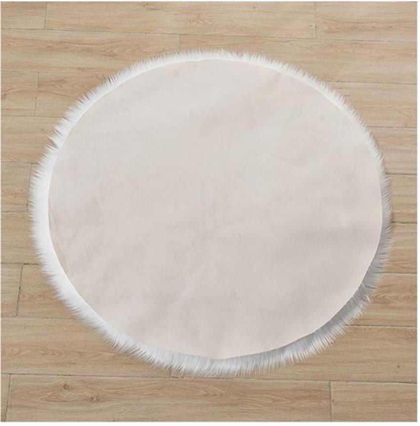 Tapis de table en fausse fourrure rond gris blanc 70x70cm | Tapis gris blanc rond pour bébé, couverture d'étape, accessoires photo de bébé, tapis de fond, couverture de sol, décoration de la salle