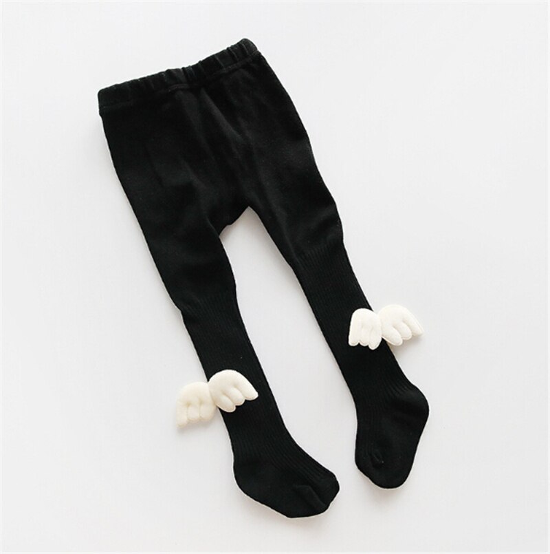 Newborn Infant Baby Girl Pantyhose with Wings Baby Tights Leggings Pure Color Soft Cotton Stockings Slim Leggings Lovely Tights: black / 2-4T