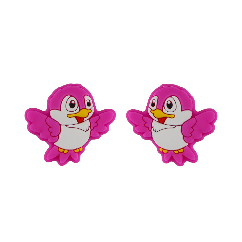 Kovict 10pcs Baby Silicone Beads Mini Bird Food Grade Animal Teether Baby Molar Toys DIY Pacifier Chain Jewelry Accessories: 10pcs Fuchsia