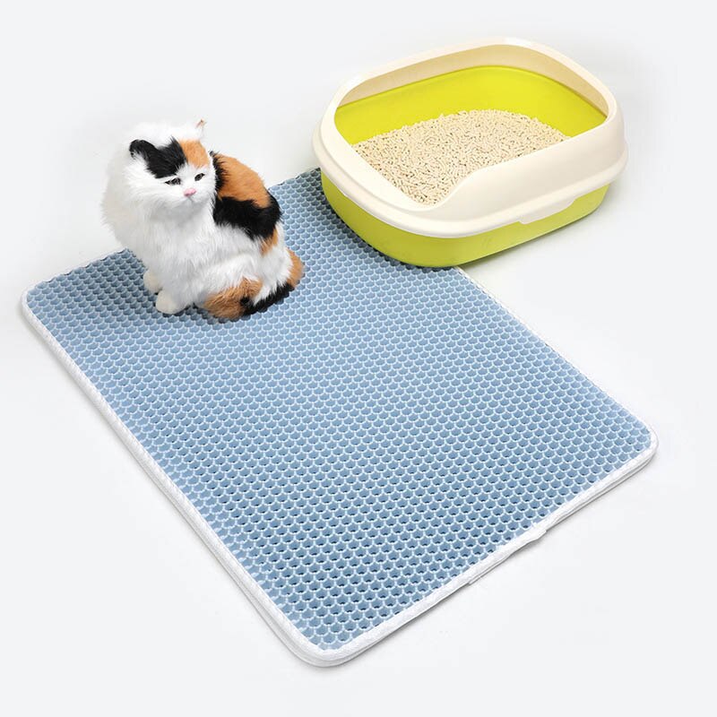 Rechteck Wasserdichte Waben Katze Matten EVA Pet Trapping Halter Katzen Matte Non-slip Puppy Pads: blue / 30x30 cm
