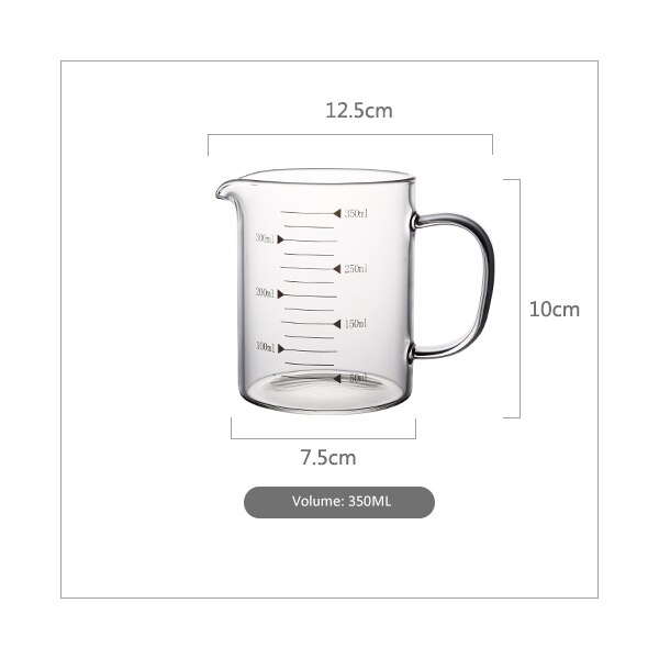 Prepware vaso medidor de vidrio DIY herramientas para hornear olla de medición con medición 350ML 500ML 1000ML, taza de cristal Material de grado alimenticio: 350ml