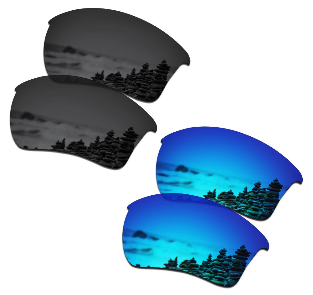 SmartVLT 2 Pairs Gepolariseerde Zonnebril Vervanging Lenzen voor Oakley Half Jacket 2.0 XL Stealth Zwart en Ijs Blauw