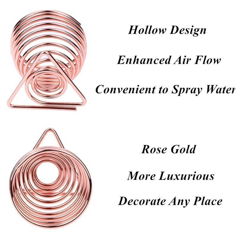 Air Plant Overhead Planting Stand Flower Pot Plant Display Rack, Live Tropical Plants, 4 Pieces, Rose Gold