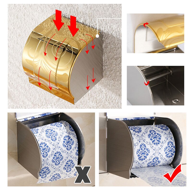 Stahl Zauberstab WC Papier Kasten Porta Carta Igienica Bianco Higienico Wasserdicht Wc WC Papier Halfter Gewebe Wc Papier Halfter