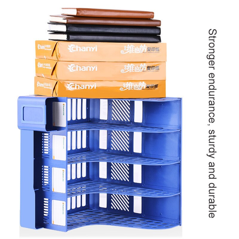 4-column File Rack Frame Book Stand Bookshelf File Basket Office Supplies Simple Desk Top Folder Storage Box Desk Organizer