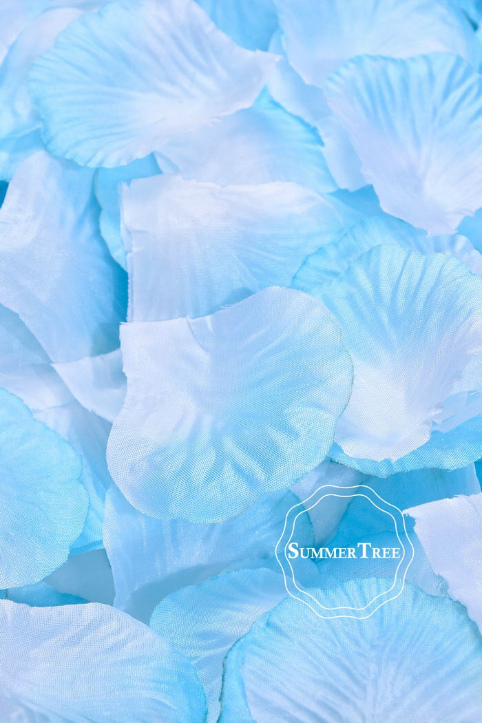 100 Stks/pak Zijden Rozenblaadjes Tafel Confetti Kunstbloem Baby Douche Ambachten Bruiloft Benodigdheden Party Kerst Venue Decor: White Blue