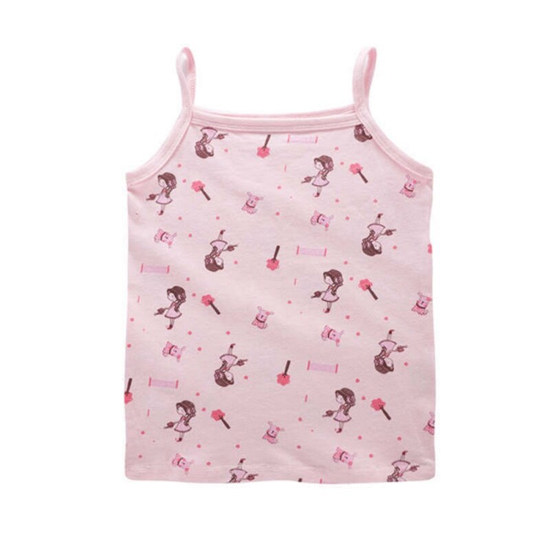 Baby pige ærmeløse tanks veste børn bomuld blonde tøj tegneserie tanks veste baby piger toppe tøj til 2-6 år børn: E / 4t
