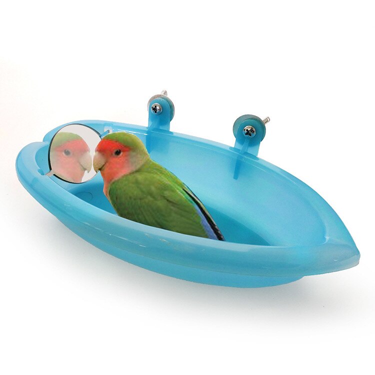 Fuglebad med spejl papegøje pæon tigerhud badefoder bassin madkasse lille kæledyrsbadkasse