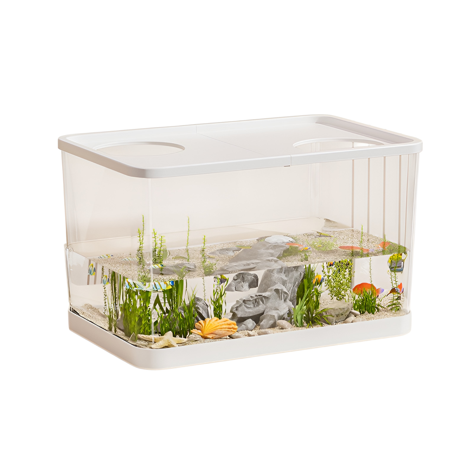 Tanque de peces para sala de estar, tanque ecológico de plástico para mascotas, acuario casero, pecera ornamental: Azul marino