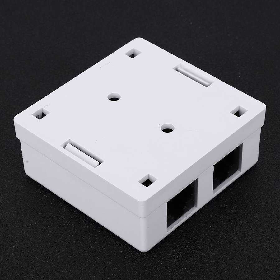 RJ45+RJ11 Wall Connector Junction Adapter 2-Port Desktop Extension Cable Mount Box Networking Wall Plates