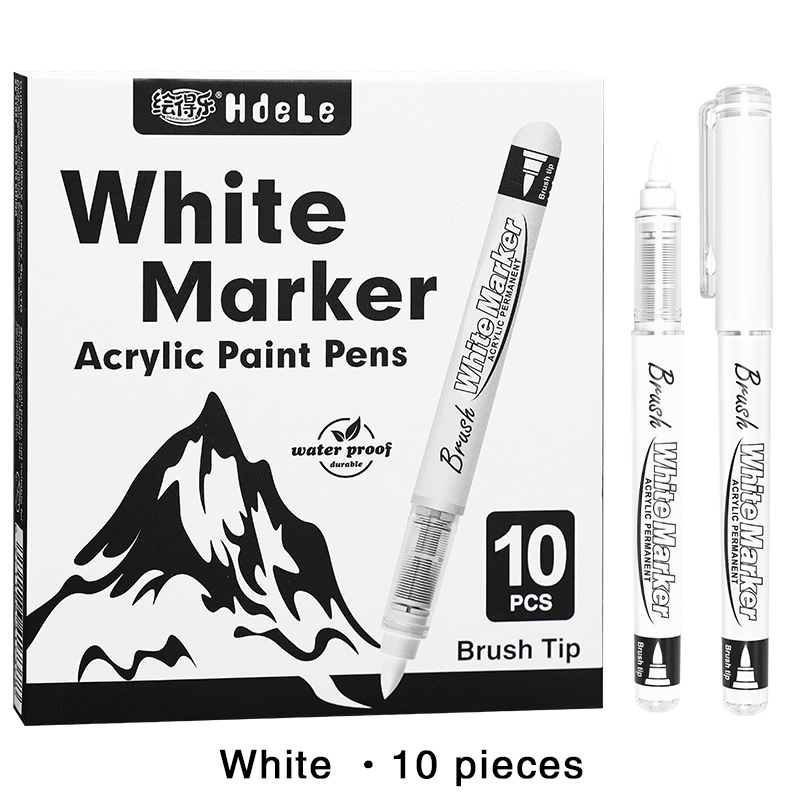 Rotuladores de pintura blancos líquidos rectos, pincel acrílico, marcador permanente blanco para dibujar pintura en roca, piedra y cerámica, 3/6/10 Uds.: Rojo