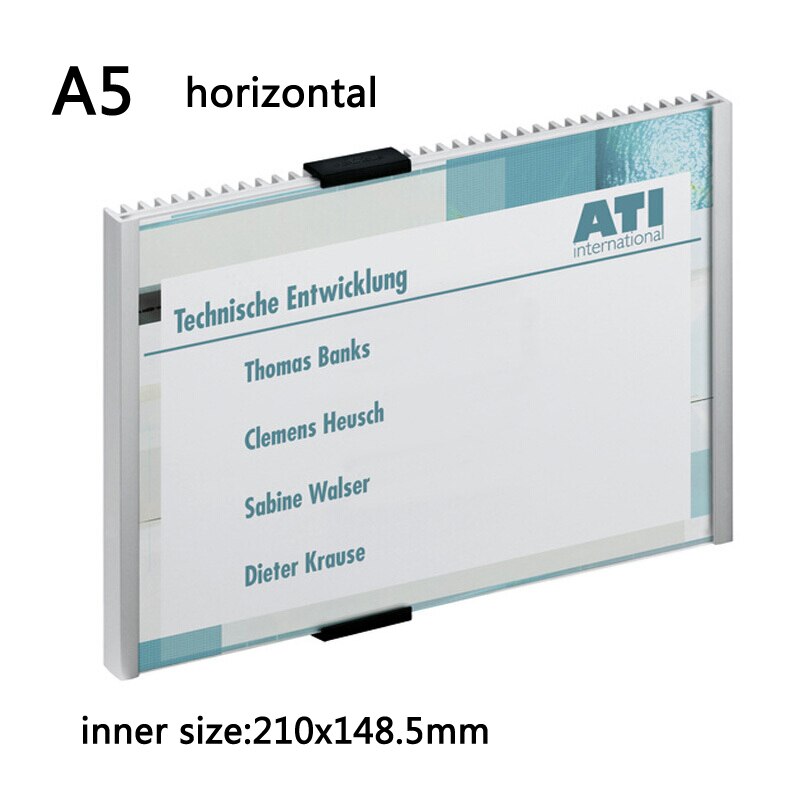 DEZHI-Aluminium Alloy Office Indoor Horizontal/Vertical Wall Mount Sign Holder Display INFO Poster Door Sign Bulletin Board: A5 210x148 mm